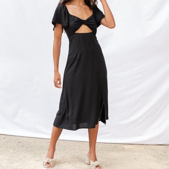 CHARCOAL CLOTHING MIDI DRESS - SOIREE - BLACK - Picture 1 of 7
